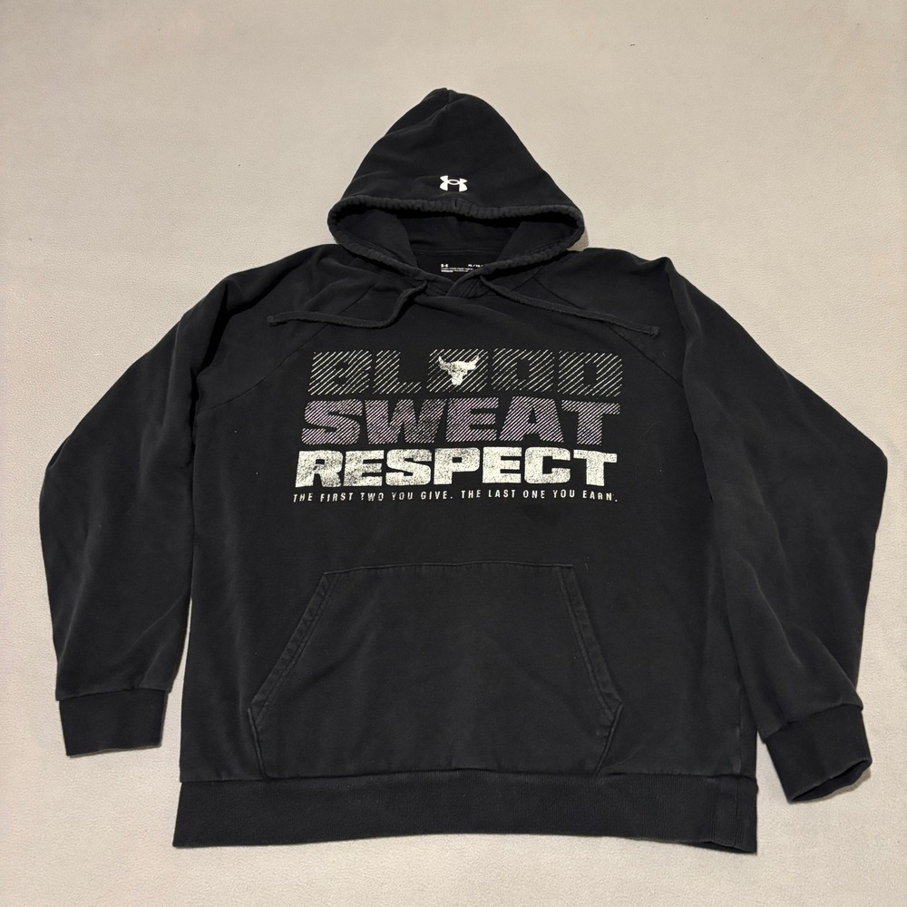Under Armour Project Rock Blood Sweat Respect Hoodie Black Mens XL Pullover